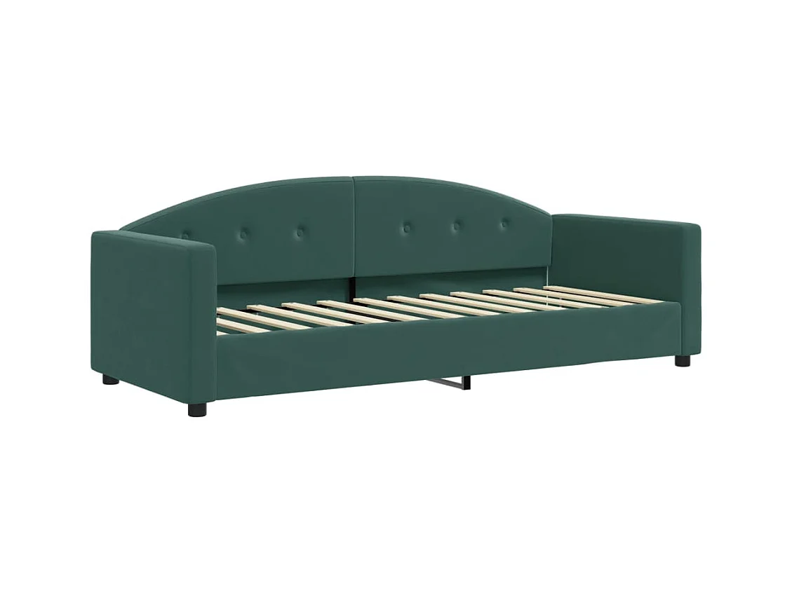 Lit de jour avec gigogne et matelas vert foncé 80x200cm velours