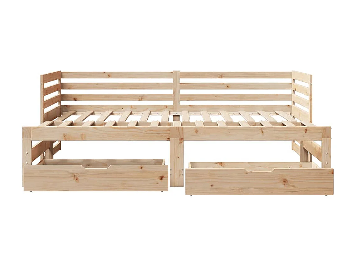 Dormeuse con Cassetti 90x200 cm Legno Massello Pino