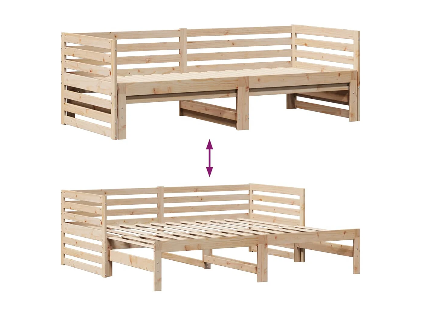 Dormeuse con Cassetti 90x200 cm Legno Massello Pino