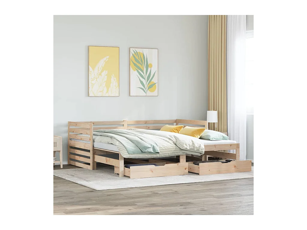 Lit de jour avec tiroirs sans matelas 90x200 cm bois massif