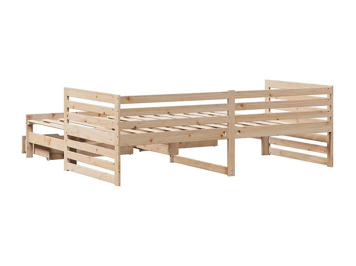 Sofá cama con cajones madera maciza de pino 90x200 cm