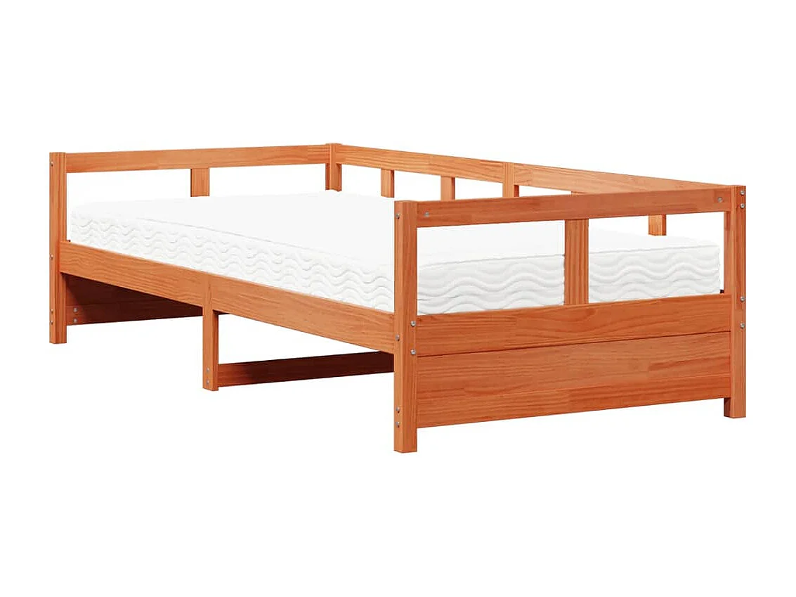 Lit de jour avec matelas cire marron 80x200 cm bois pin massif