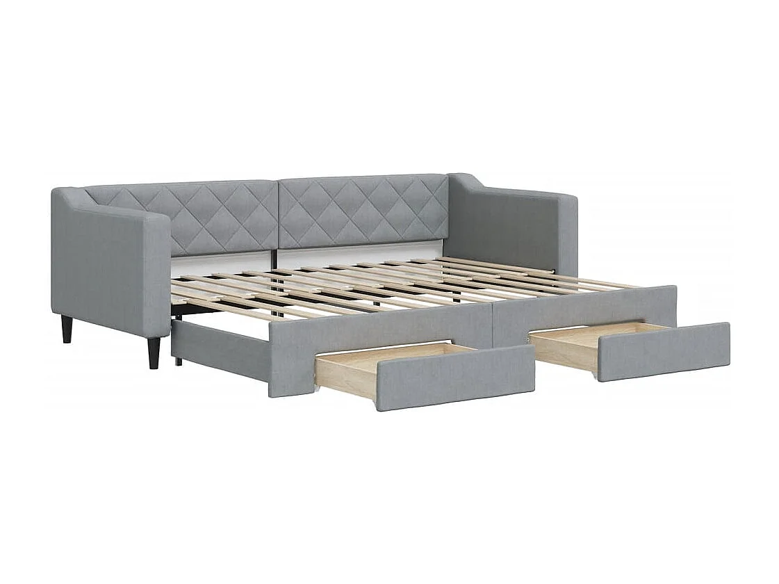 Sofá cama nido con cajones tela gris claro 80x200 cm