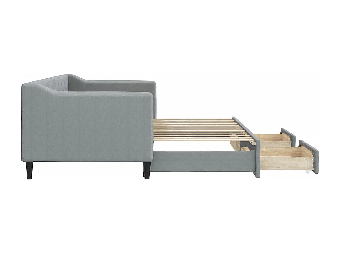 Sofá cama nido con cajones tela gris claro 80x200 cm