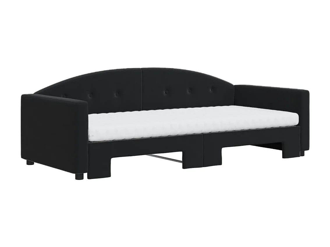 Divano Letto Estraibile con Materassi Nero 90x190 cm Velluto