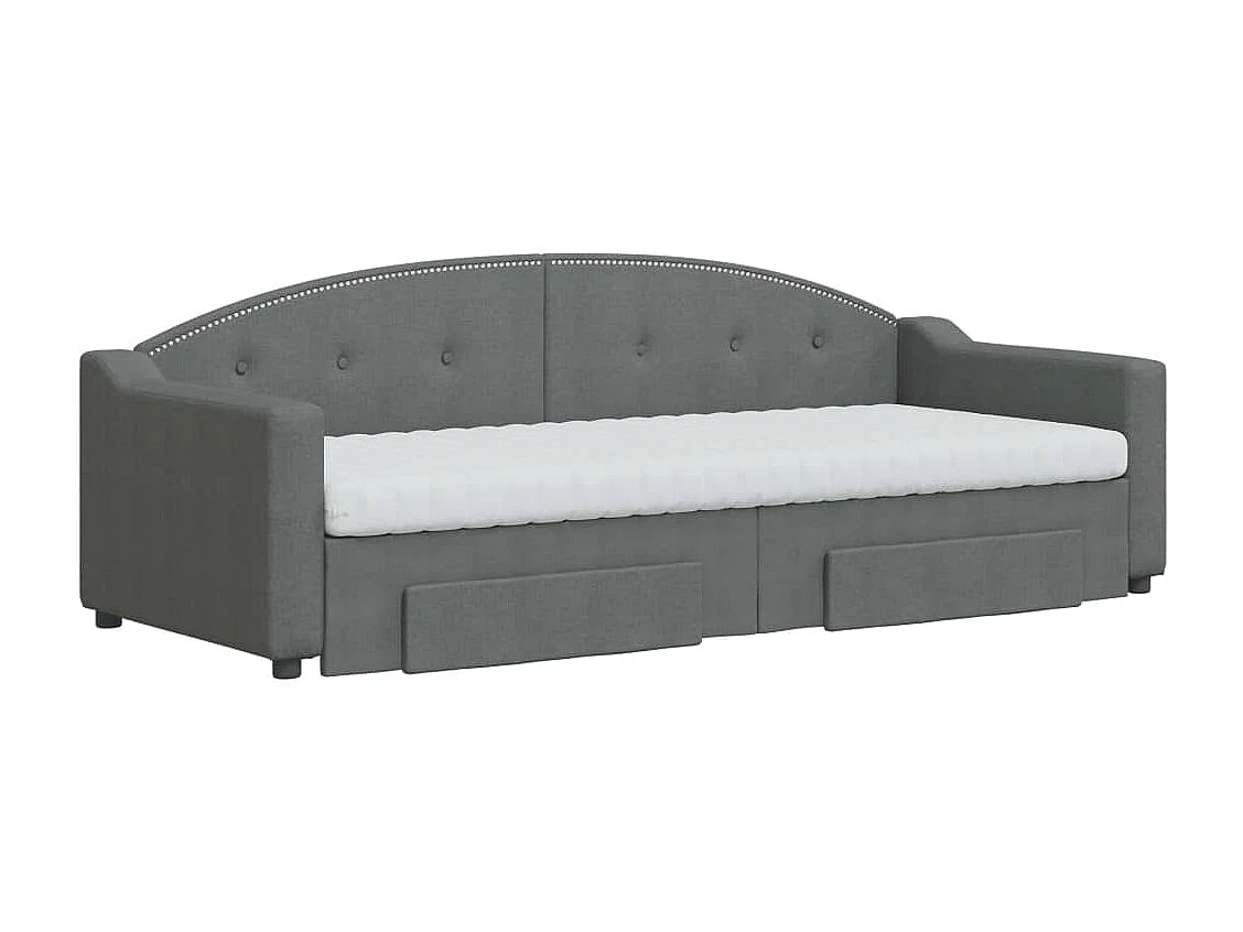 Divano Letto Estraibile Cassetti Grigio Scuro 80x200cm Tessuto
