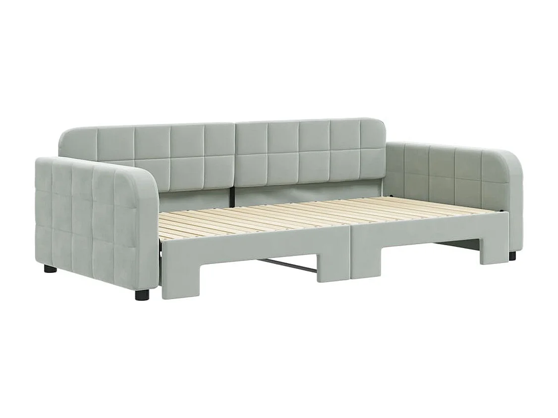 Divano Letto con Letto Estraibile Grigio Chiaro 100x200 Velluto