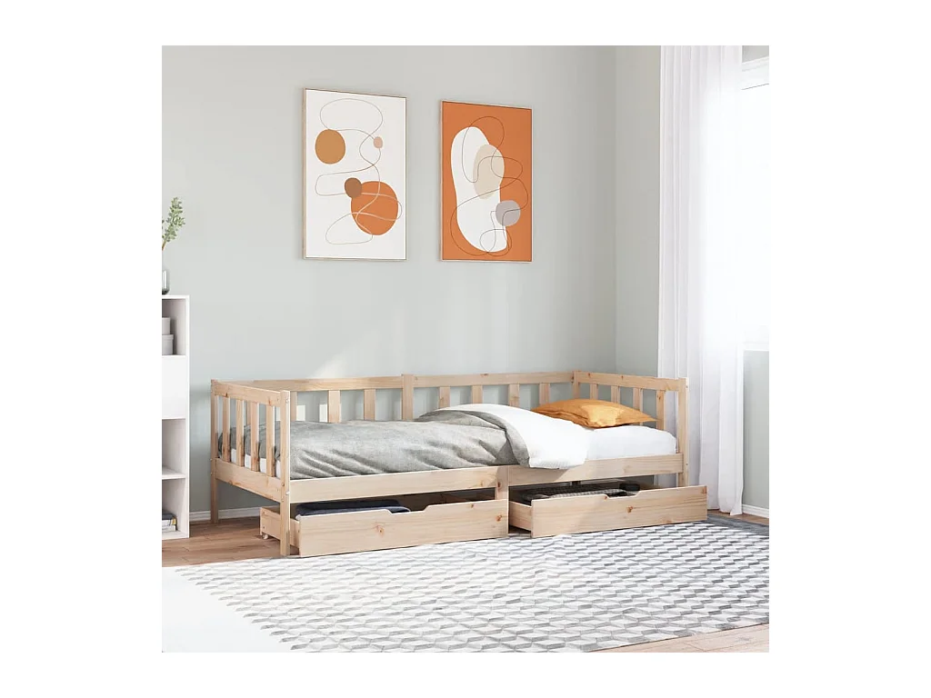 Lit de jour avec tiroirs sans matelas 90x190 cm bois massif