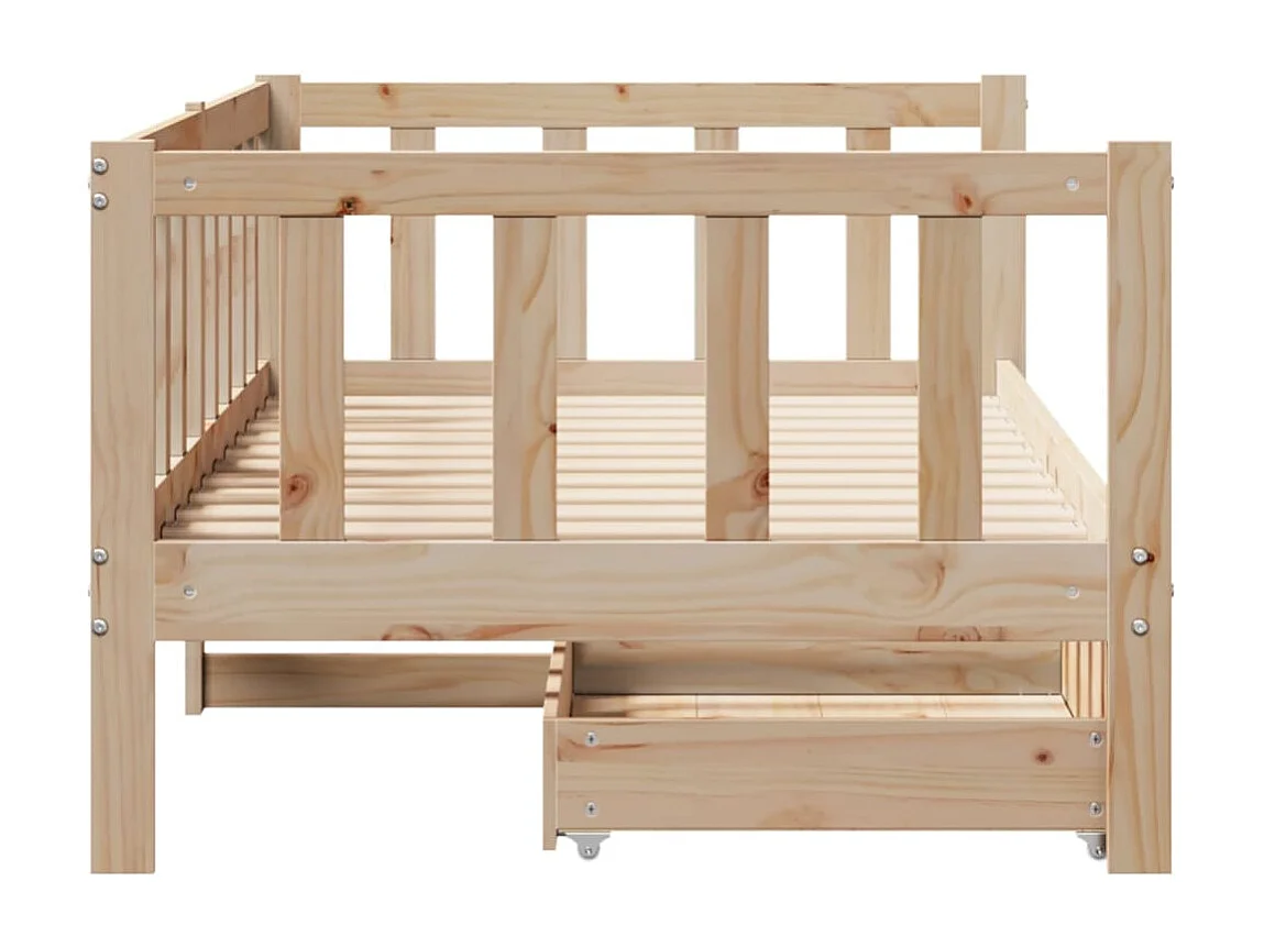 Sofá cama con cajones madera maciza de pino 90x190 cm