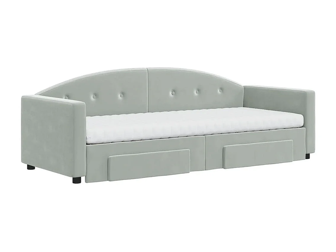 Divano Letto Estraibile Cassetti Grigio Chiaro 80x200cm Velluto