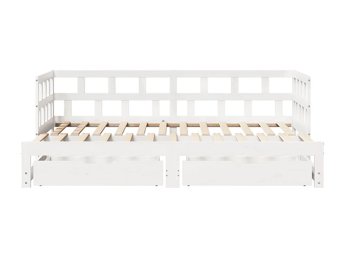 Sofá-cama com gavetão e gavetas sem colchão 90x190 cm branco