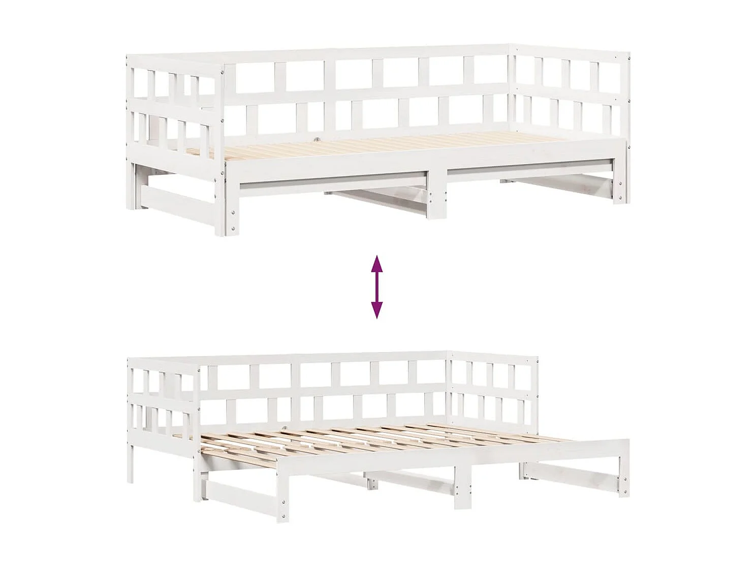 Sofá-cama com gavetão e gavetas sem colchão 90x190 cm branco