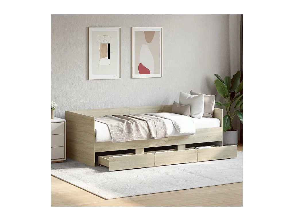 Tagesbett mit Schubladen ohne Matratze Sonoma-Eiche 90x200 cm