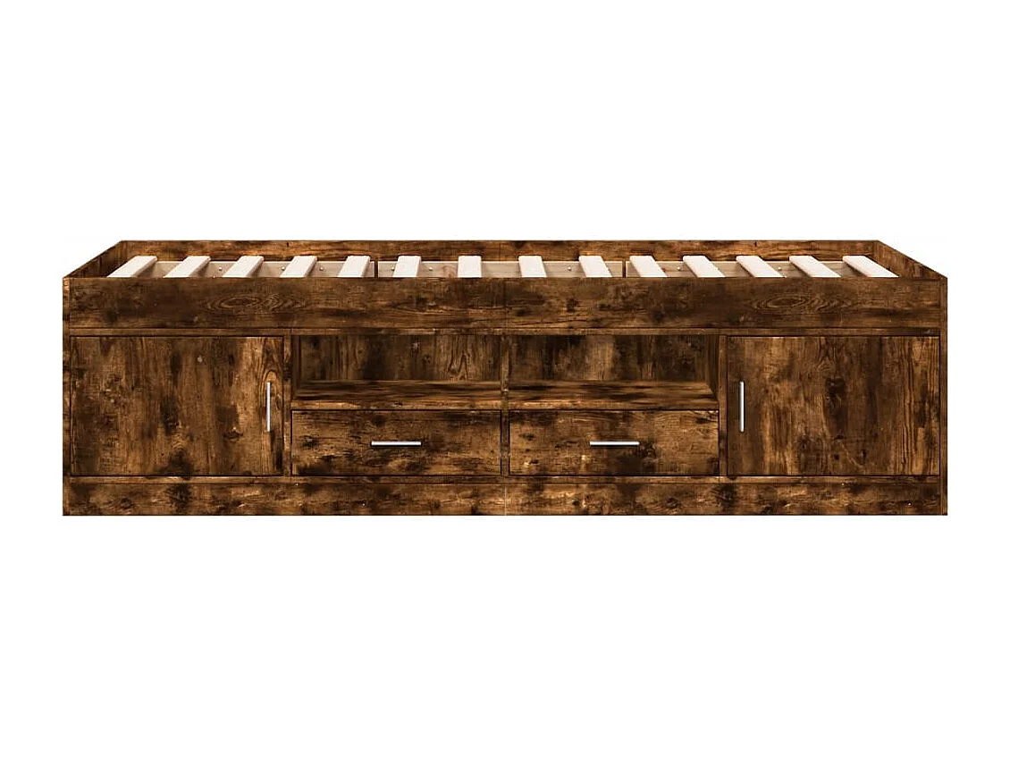 Divano Letto con Cassetti senza Materasso Rovere Fumo 75x190 cm