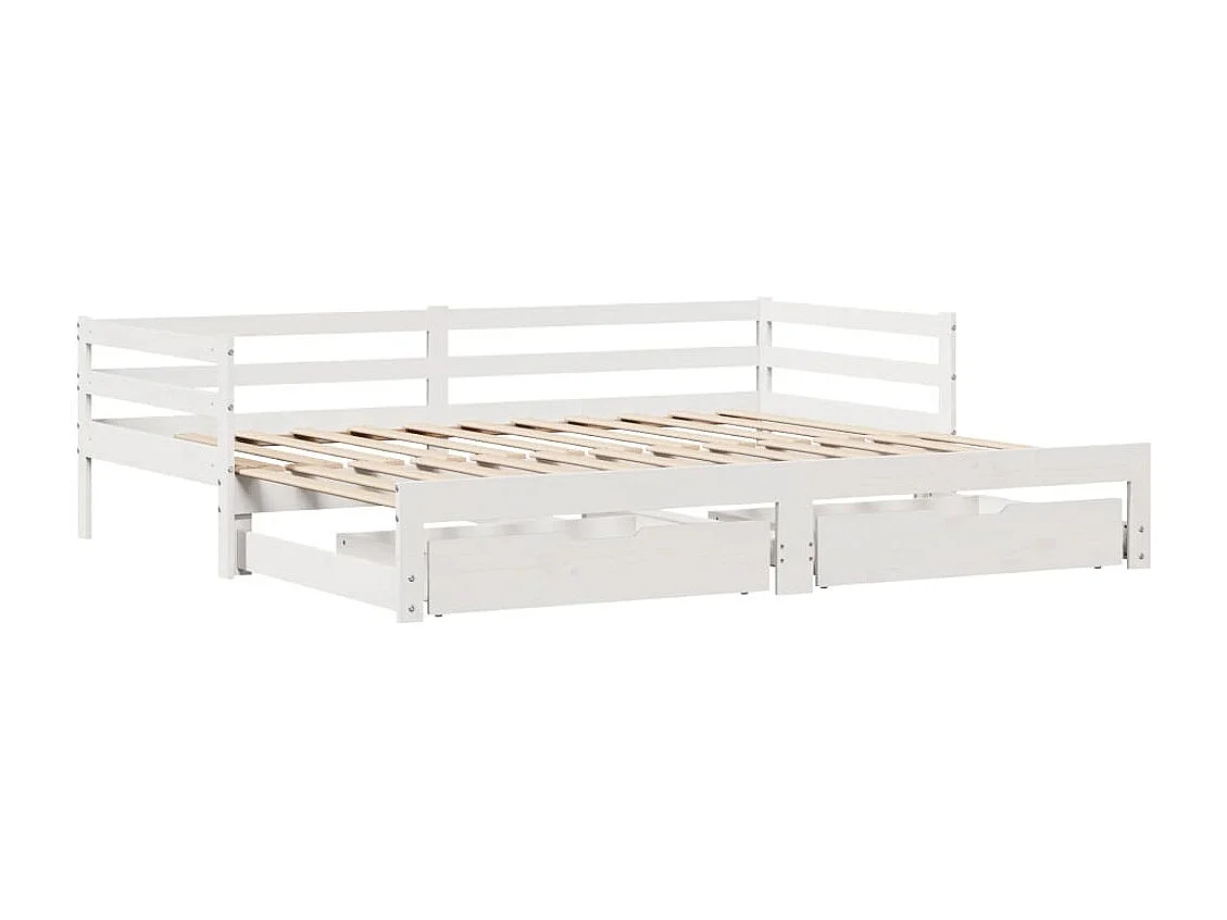 Letto Estraibile con Cassetti senza Materasso Bianco 90x190 cm