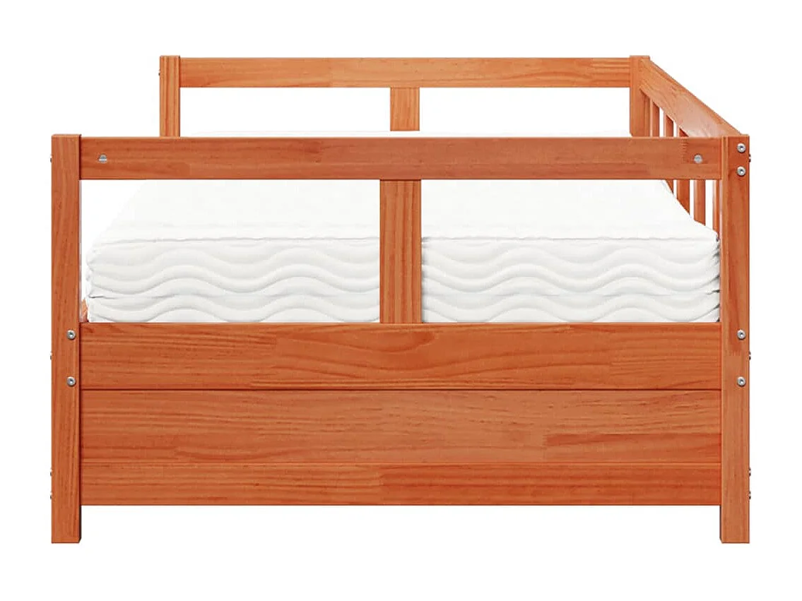 Lit de jour avec matelas cire marron 90x190 cm bois pin massif