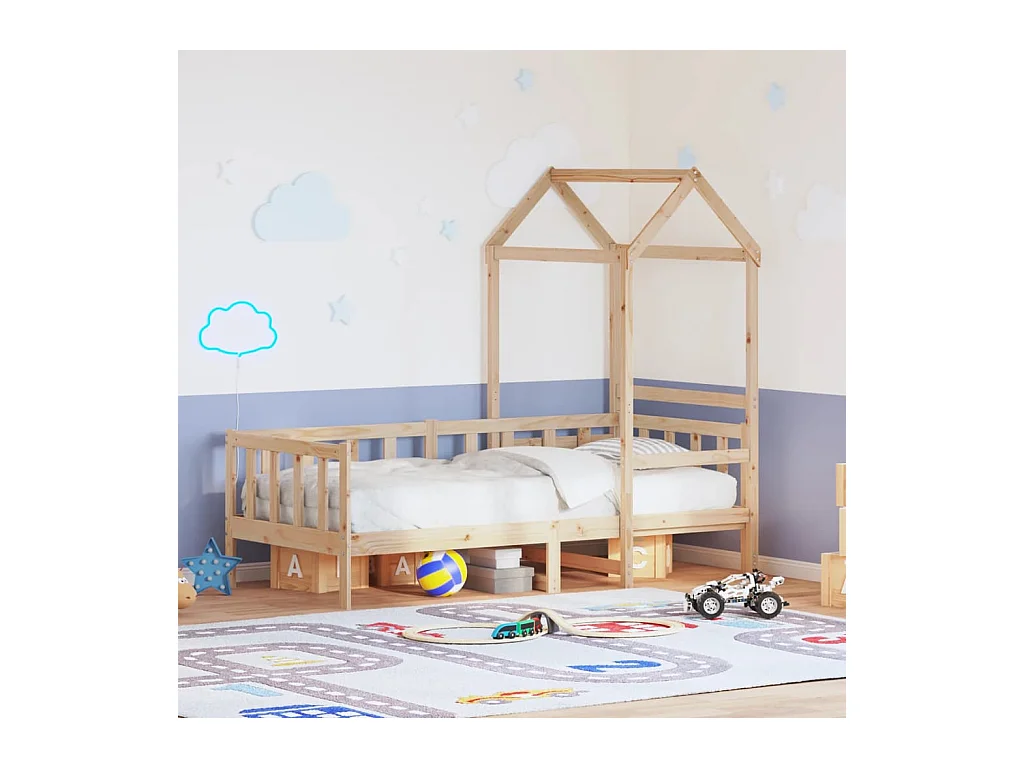 Lit de jour avec toit sans matelas 90x190 cm bois massif