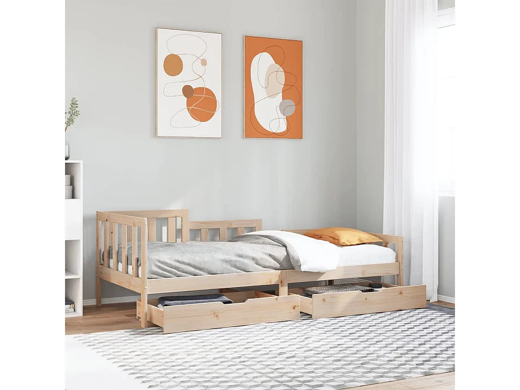 Slaapbank met lades 80x200 cm massief grenenhout