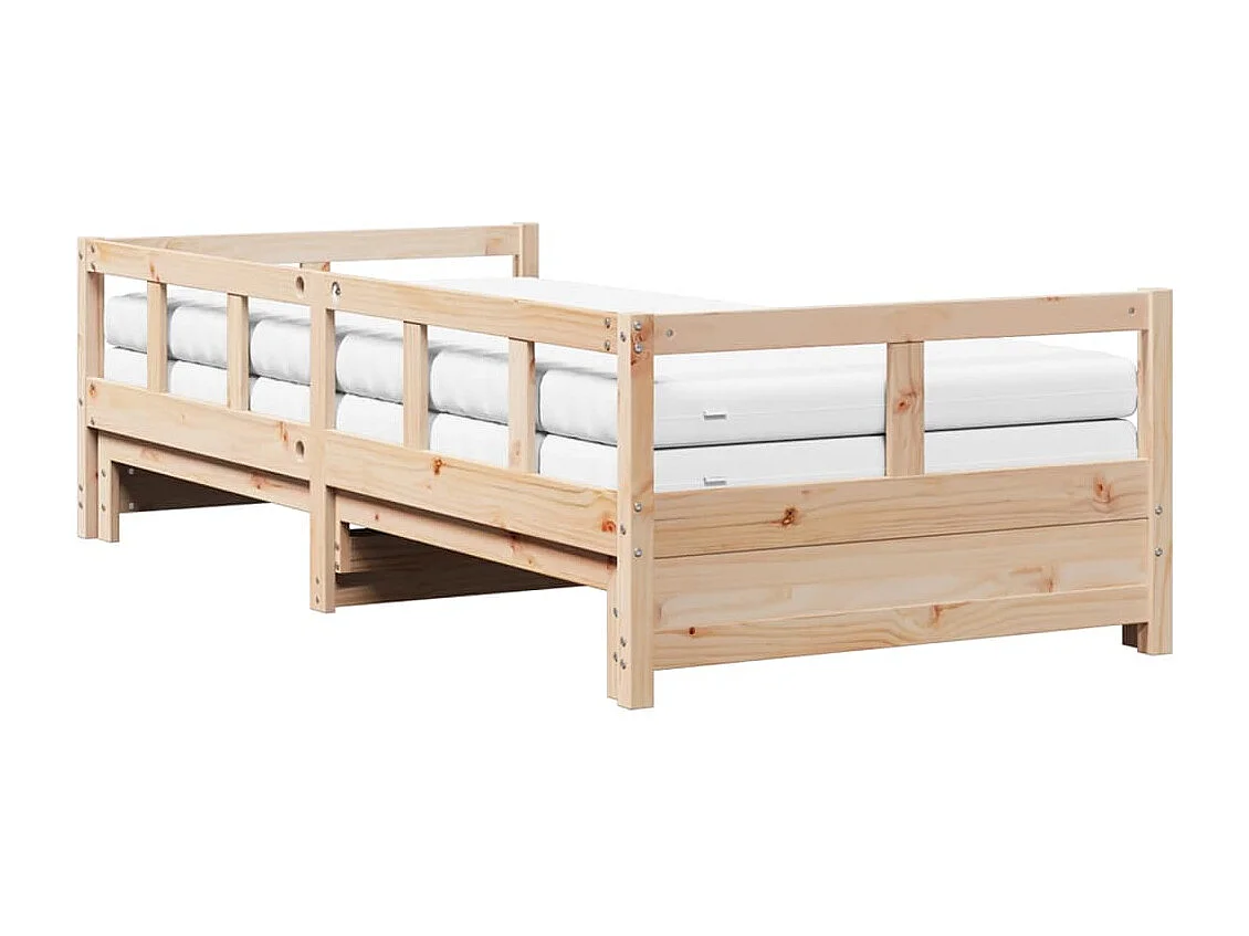 Divano Letto con Rotelle e Materasso 90x190cm Massello Pino