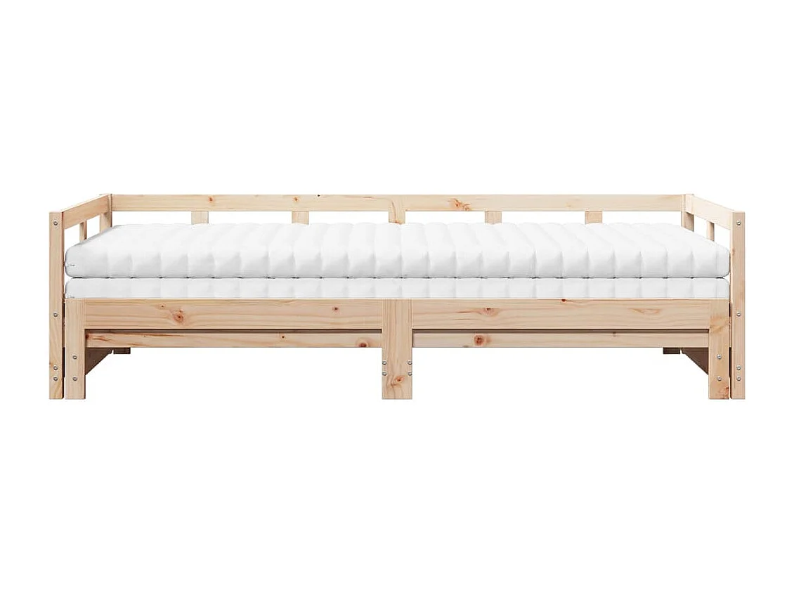 Sofá-cama com gavetão e colchões 90x190 cm pinho maciço