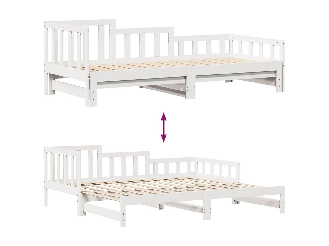 Letto Estraibile con Cassetti senza Materasso Bianco 80x200 cm