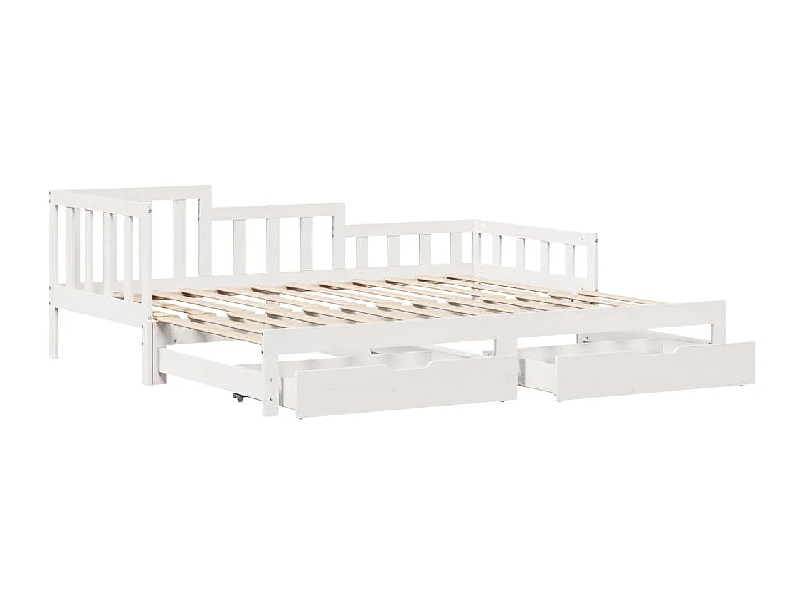 Tagesbett Ausziehbar mit Schubladen ohne Matratze Weiß 80x200cm