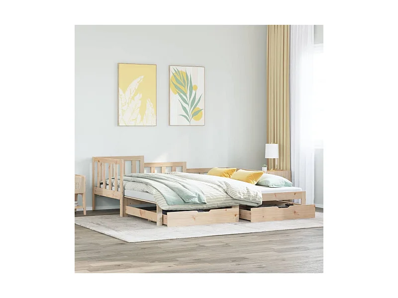 Lit de jour avec gigogne et tiroirs sans matelas 90x190 cm