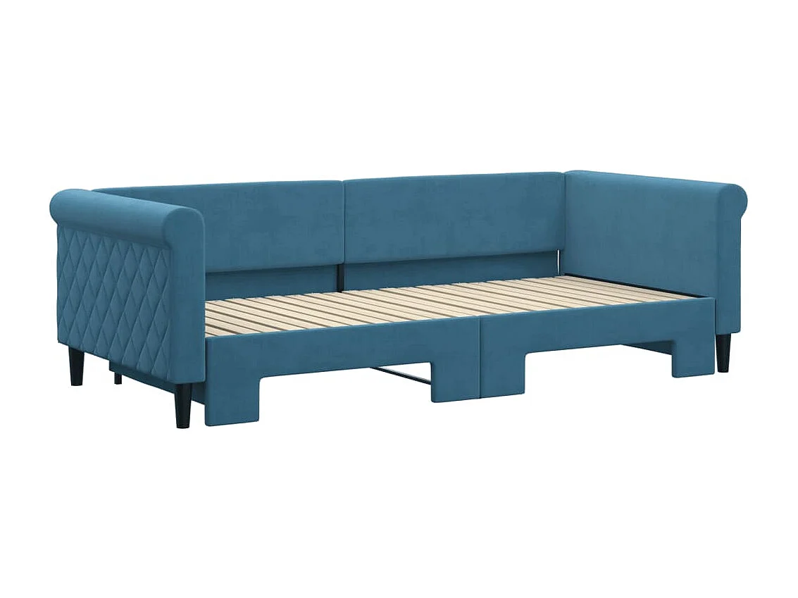 Divano Letto con Letto Estraibile Blu 90x200 cm in Velluto