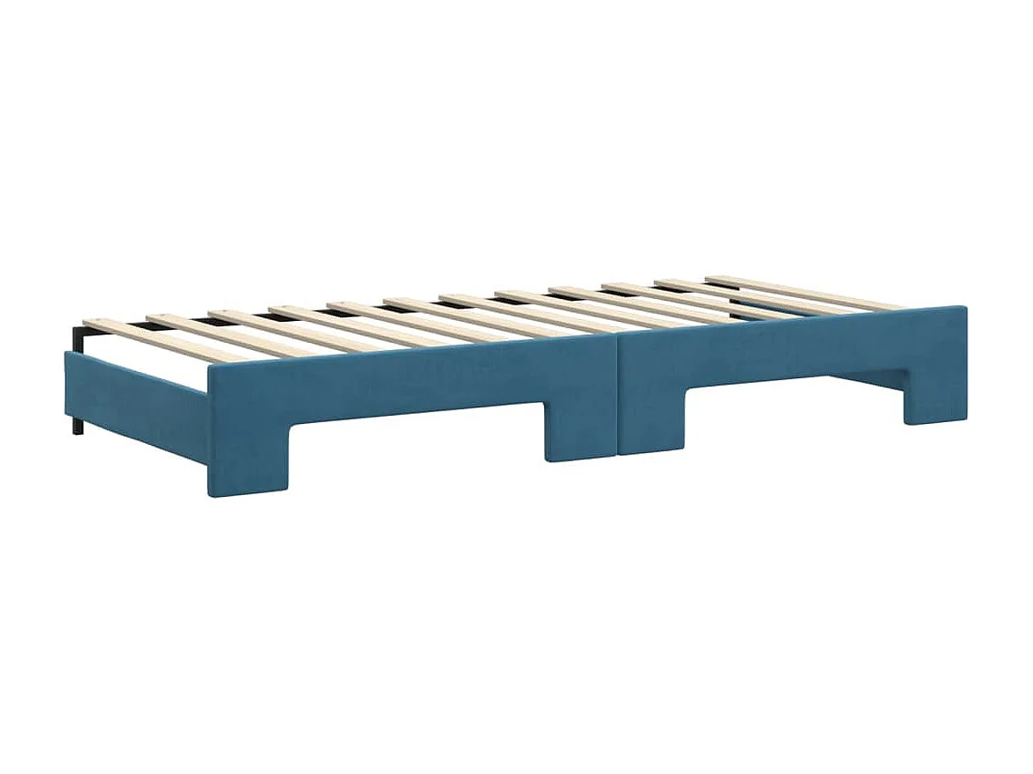 Divano Letto con Letto Estraibile Blu 90x200 cm in Velluto