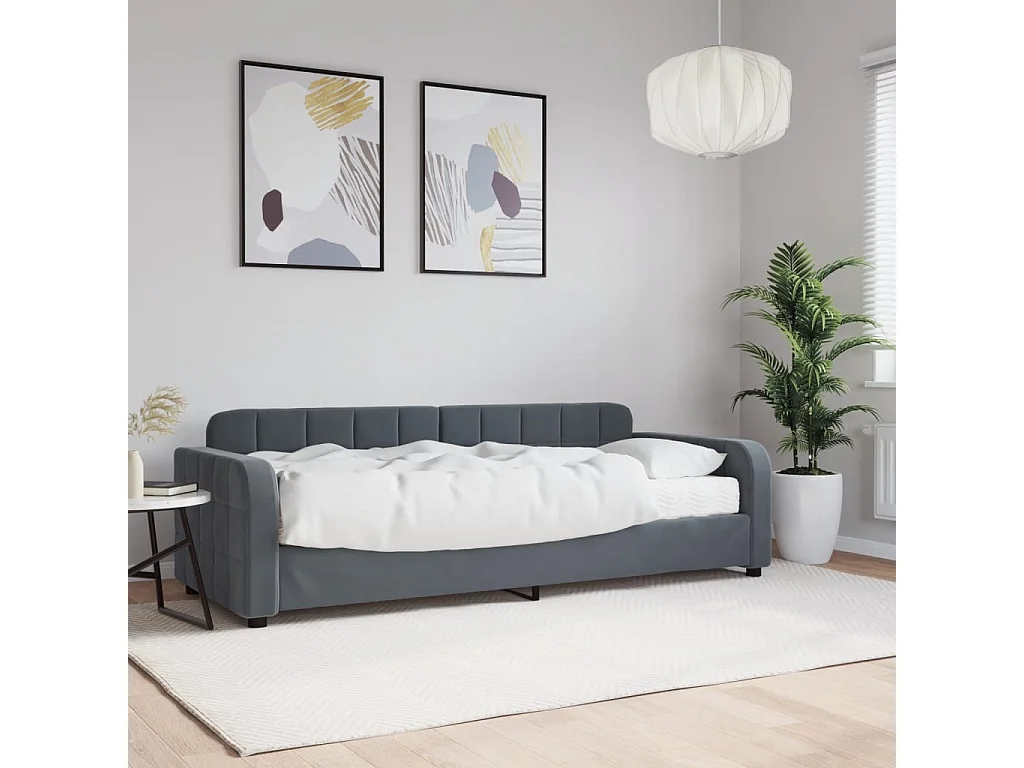 Lit de jour avec matelas gris foncé 80x200 cm velours