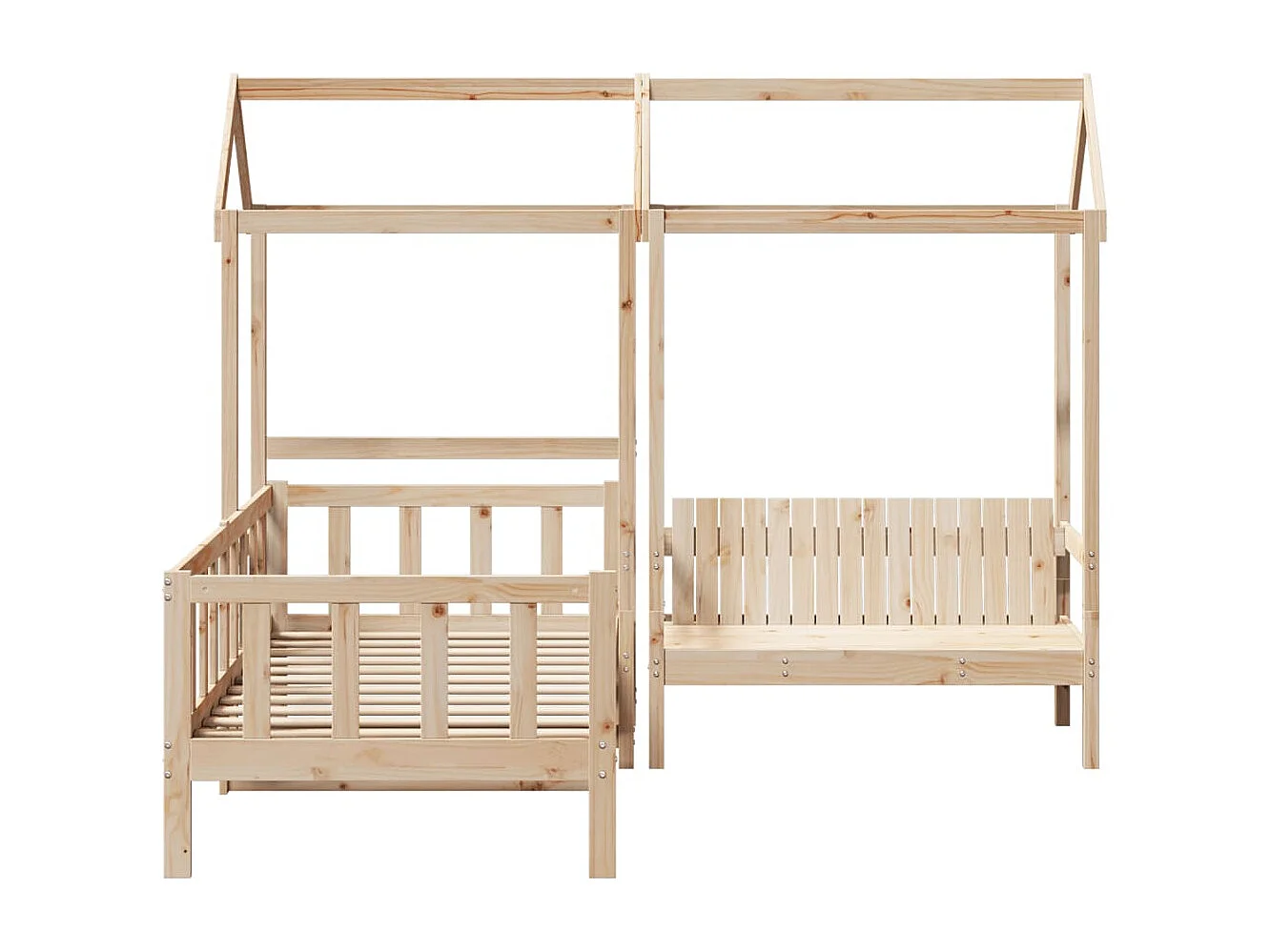 Set Dormeuse e Panca con Tetto 90x190cm Legno Massello di Pino