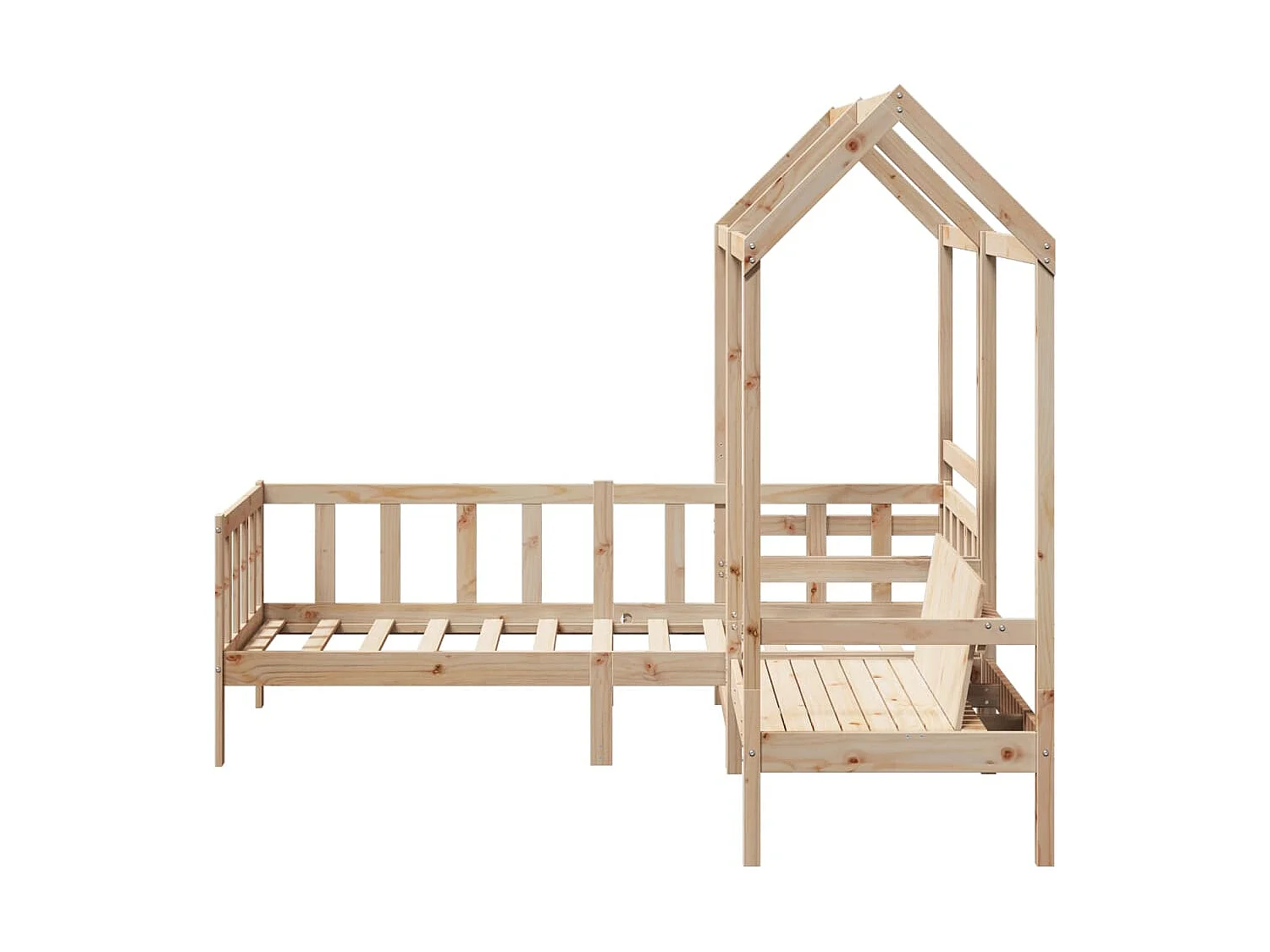 Set Dormeuse e Panca con Tetto 90x190cm Legno Massello di Pino