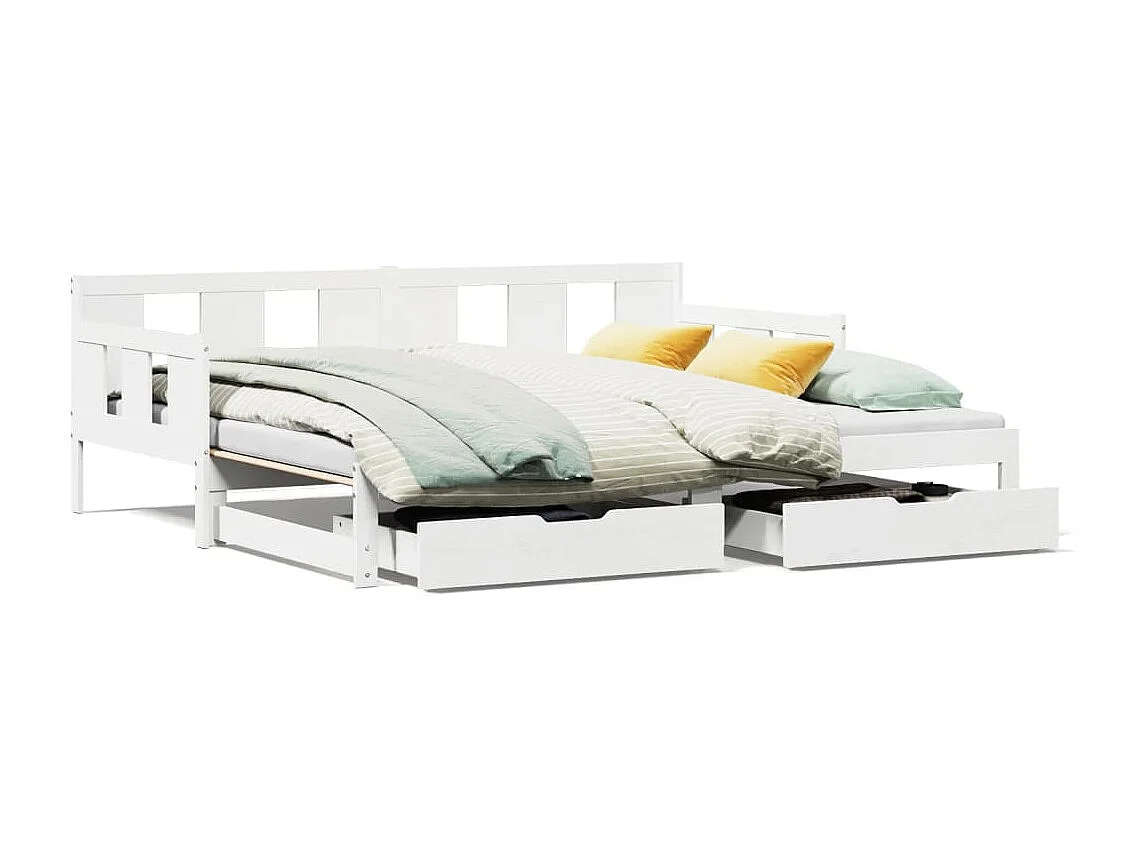 Letto Estraibile con Cassetti senza Materasso Bianco 90x200 cm