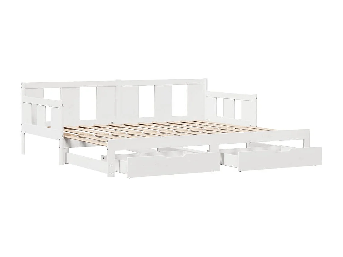 Sofá-cama com gavetão e gavetas sem colchão 90x200 cm branco