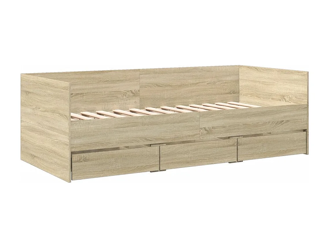 Sofá cama con cajones sin colchón roble Sonoma 75x190 cm