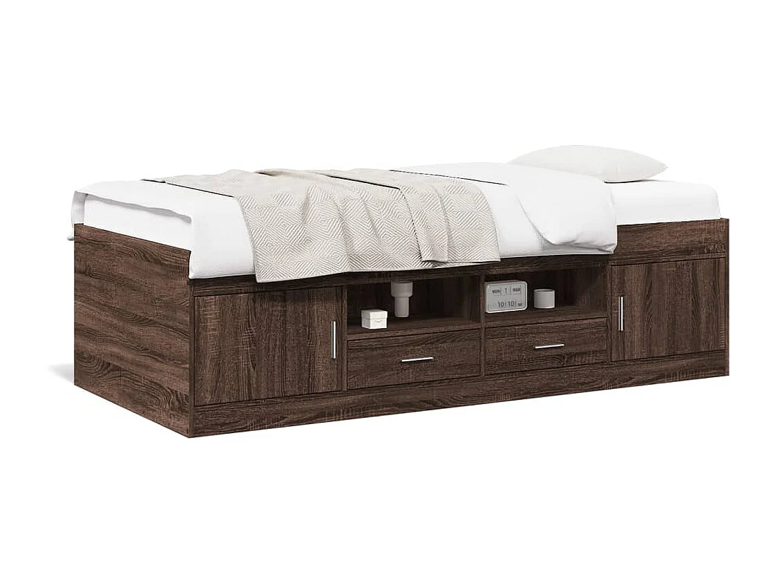 Sofá-cama com gavetas sem colchão 90x200 cm carvalho castanho