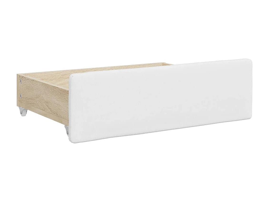 Lit de jour et lit gigogne et tiroirs blanc 90x200cm similicuir