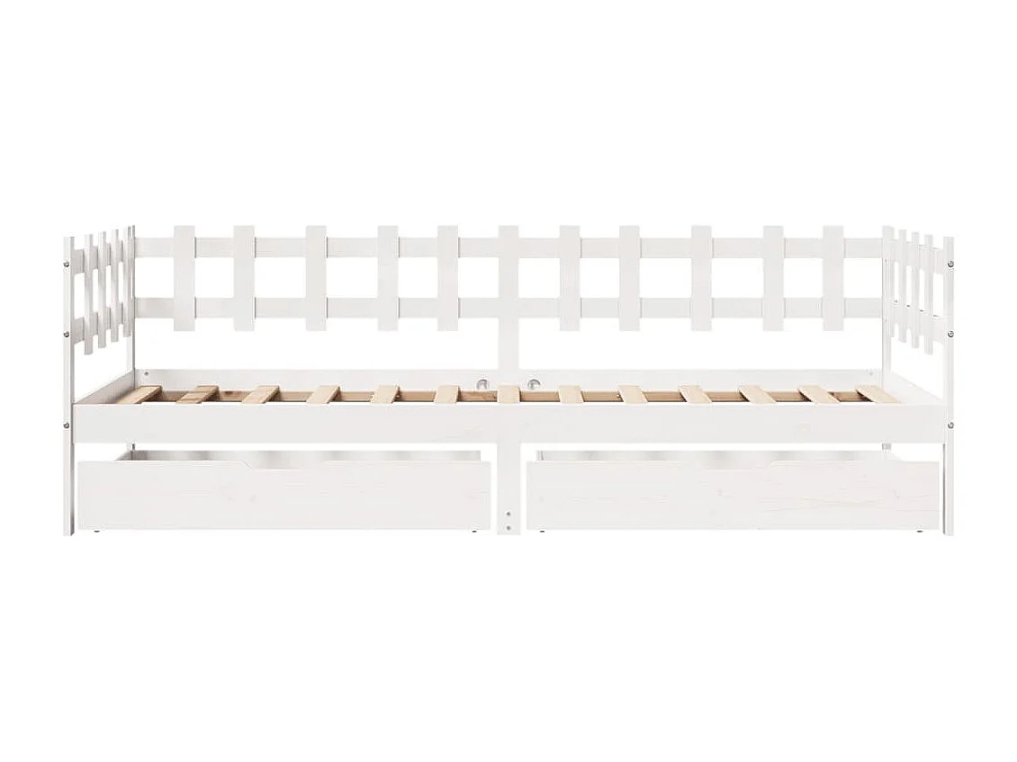 Sofá cama con cajones madera maciza de pino blanco 90x200 cm