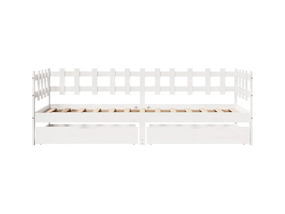 Lit de jour et tiroirs sans matelas blanc 90x200 cm bois massif