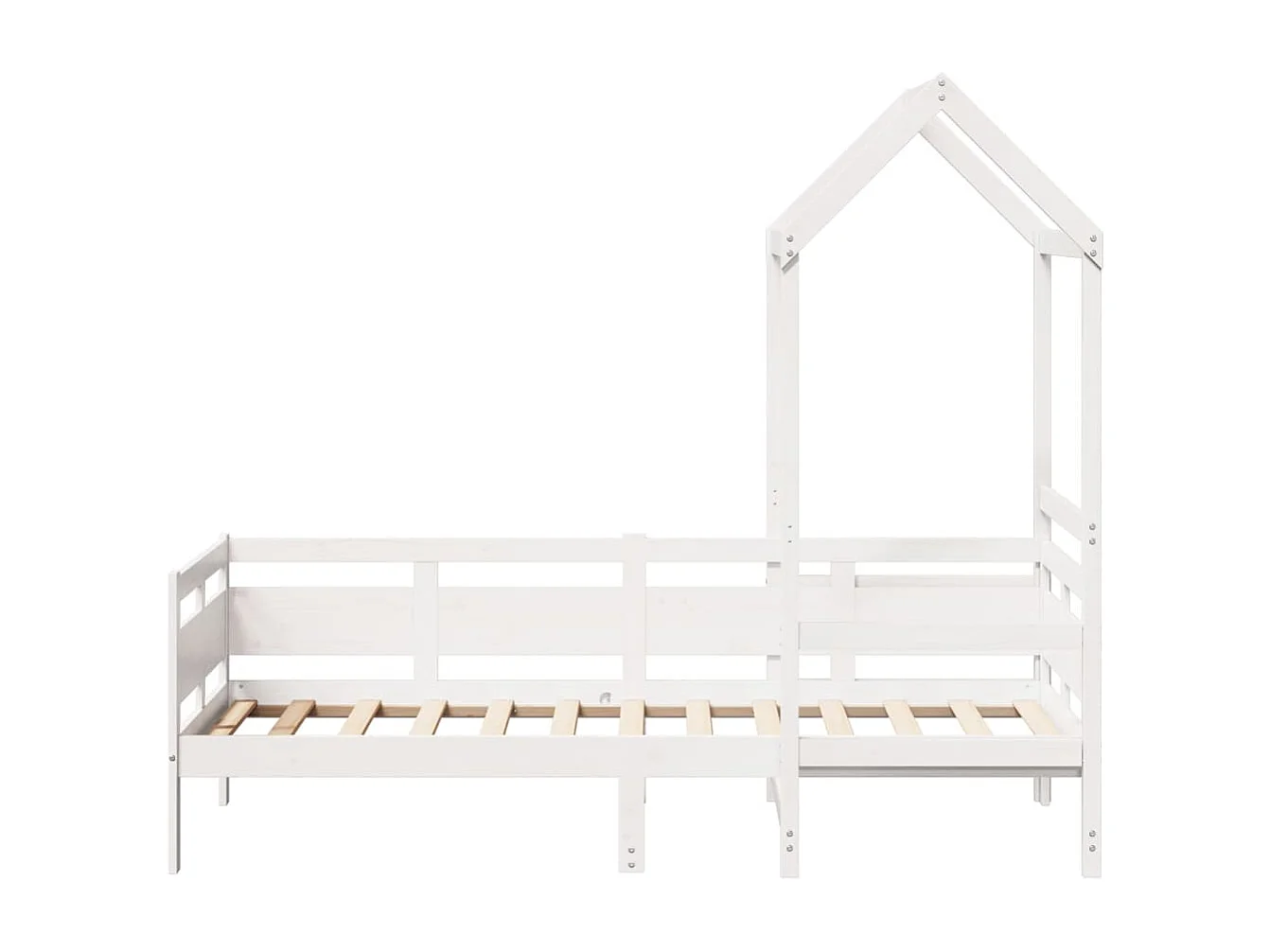 Tagesbett mit Dach Weiß 90x190 cm Massivholz Kiefer