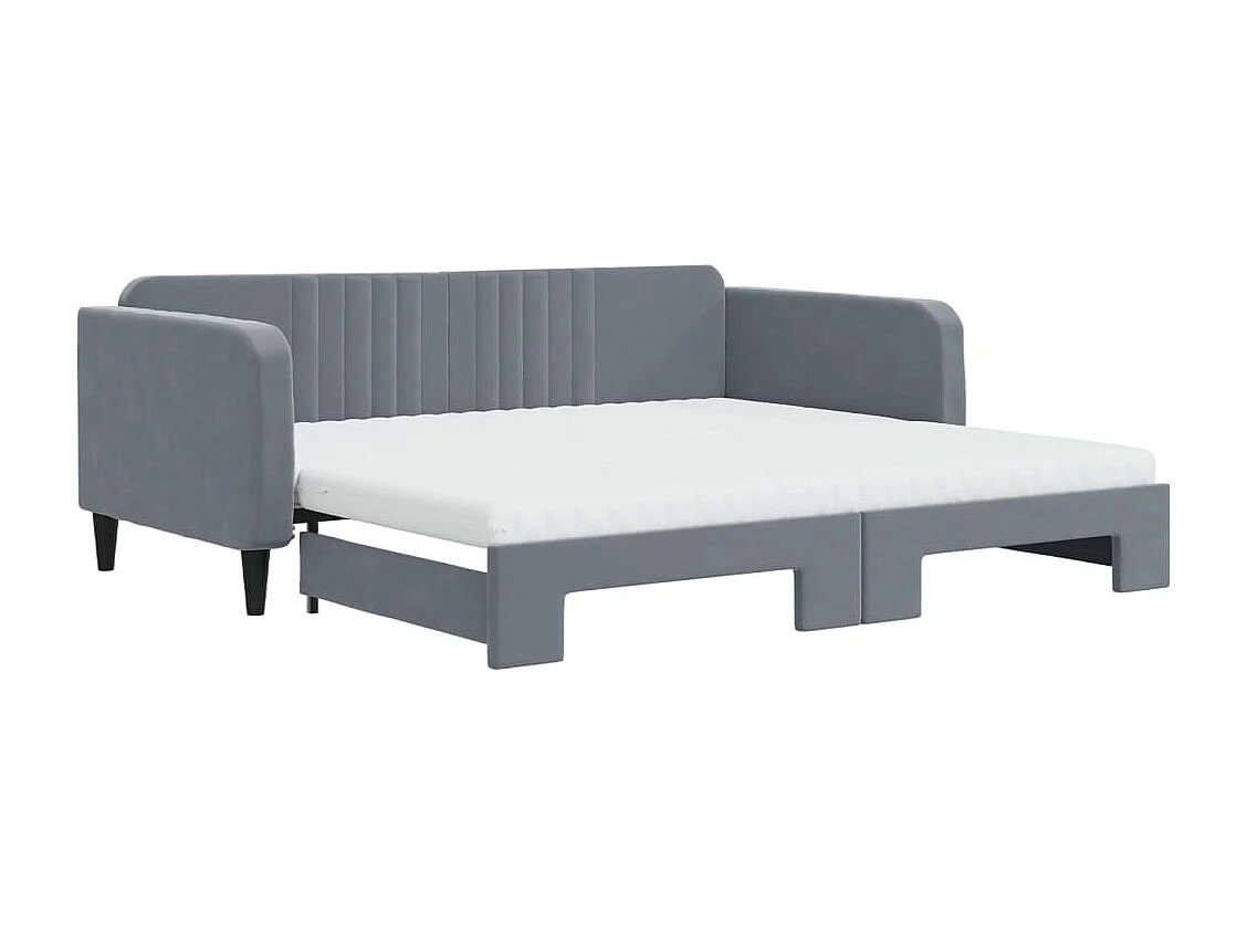 Sofá-cama c/ gavetão/colchões 100x200 cm veludo cinzento-escuro