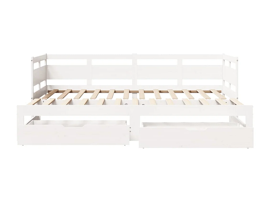 Letto Estraibile con Cassetti senza Materasso Bianco 90x200 cm