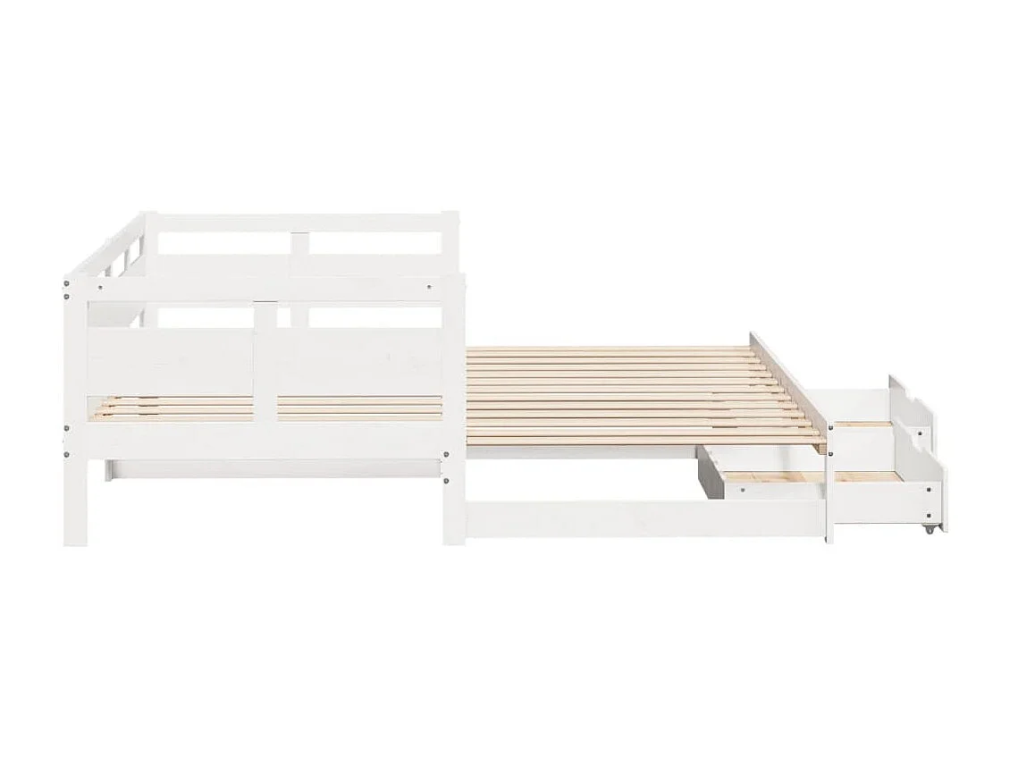 Letto Estraibile con Cassetti senza Materasso Bianco 90x200 cm