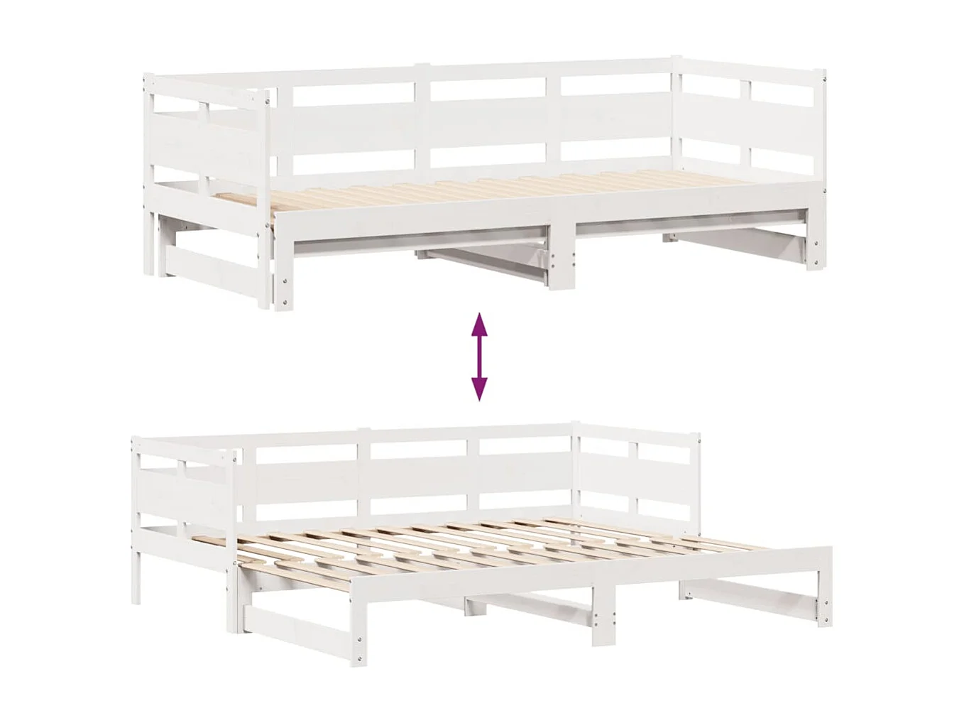 Letto Estraibile con Cassetti senza Materasso Bianco 90x200 cm