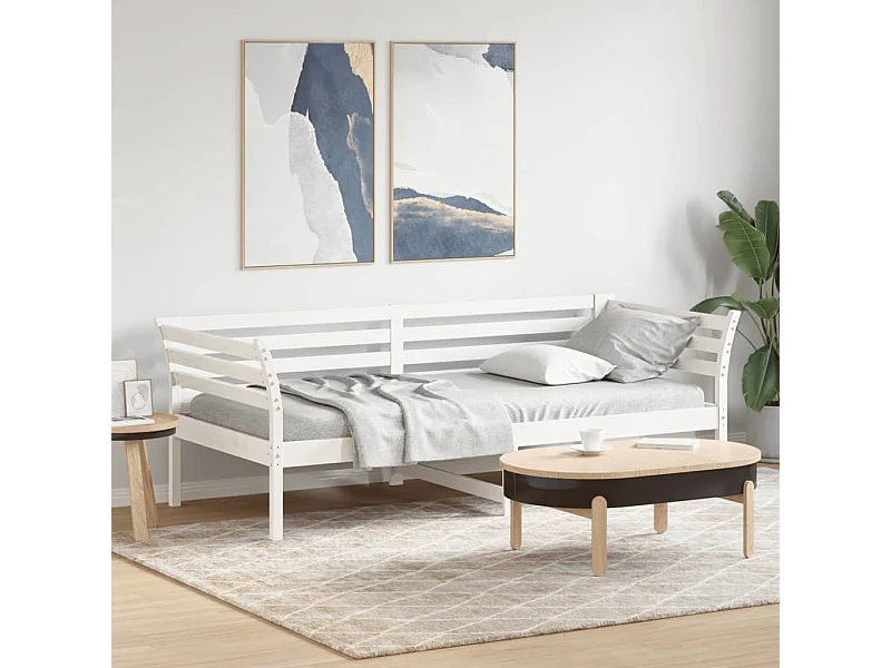 Dormeuse senza Materasso Bianca 90x200 cm Legno Massello Pino