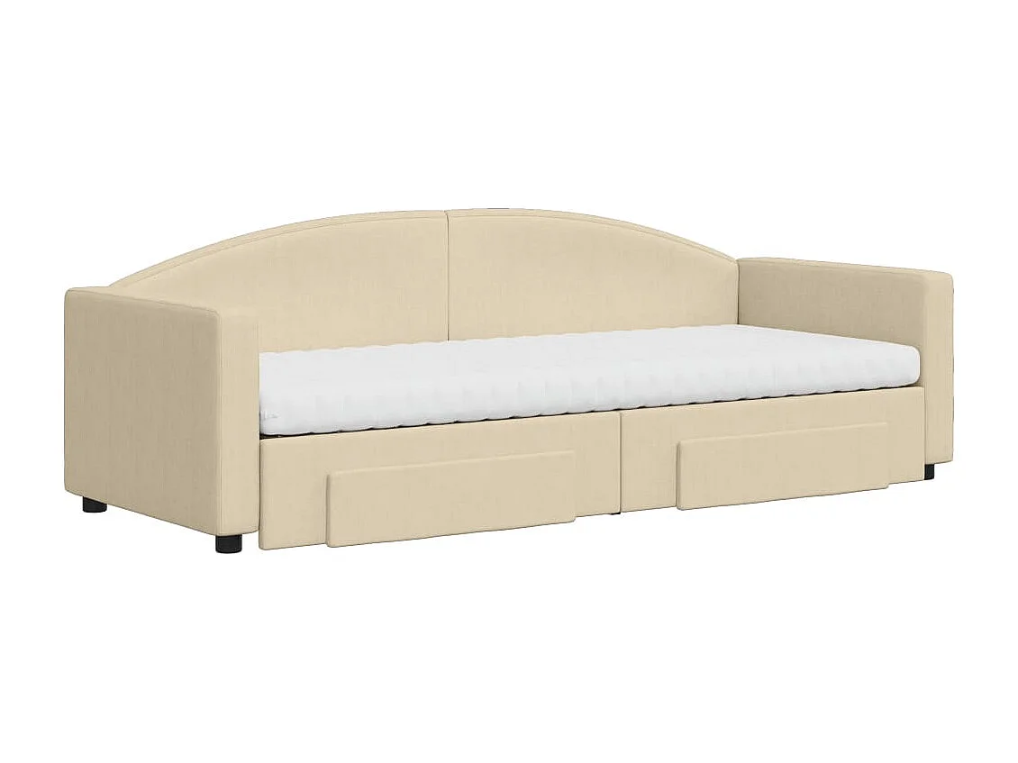 Slaapbank met onderschuifbed en lades 80x200 cm stof crèmekleur