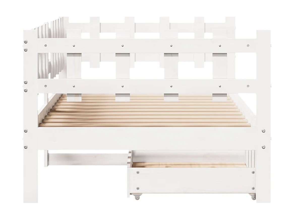Lit de jour et tiroirs sans matelas blanc 80x200 cm bois massif