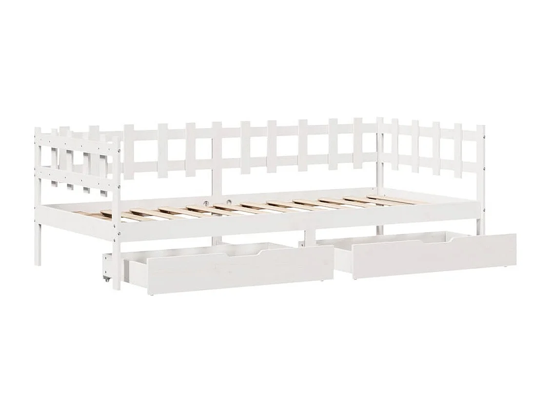 Lit de jour et tiroirs sans matelas blanc 80x200 cm bois massif