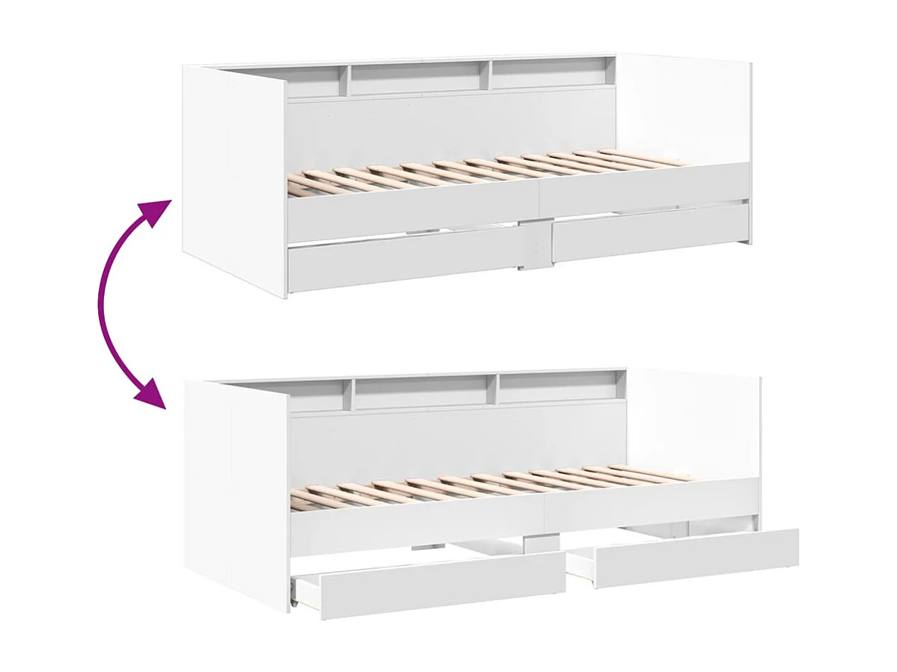 Sofá-cama com gavetas sem colchão 90x190 cm branco