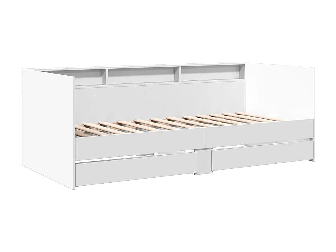 Divano Letto con Cassetti senza Materasso Bianco 90x190 cm